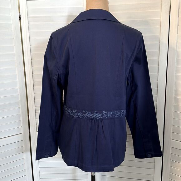 Denim & Co Peplum Blazer Medium Blue Stretch NWOT - Picture 5 of 14